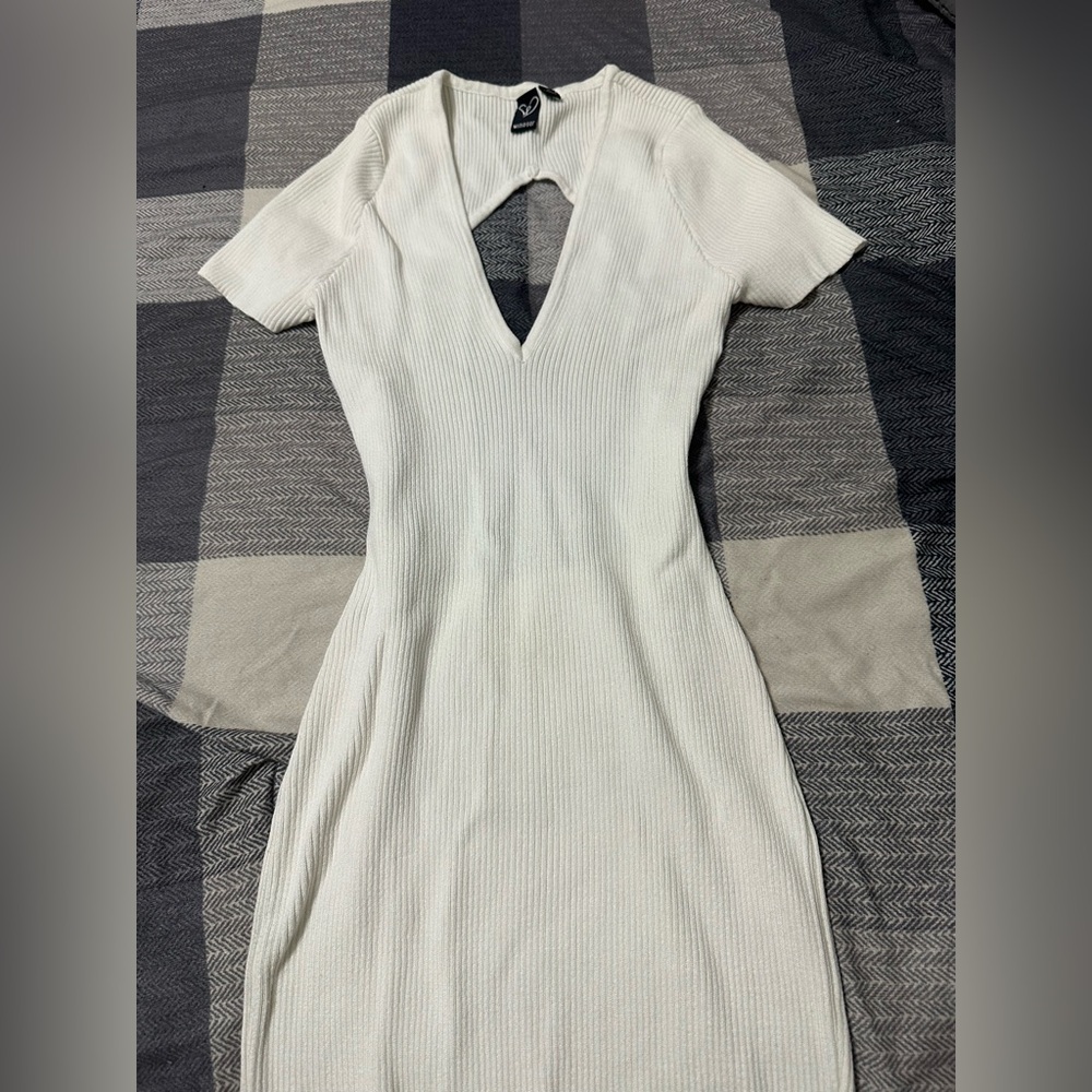 Windsor Cream Backless V-Neck Dress